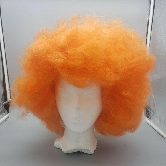 Afro Curly Wig Party 70s 80s Disco Circus Orange - Picture 1 of 3